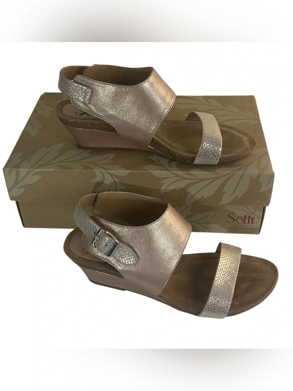 Sofft Women's Rose Gold Wedge Sandals